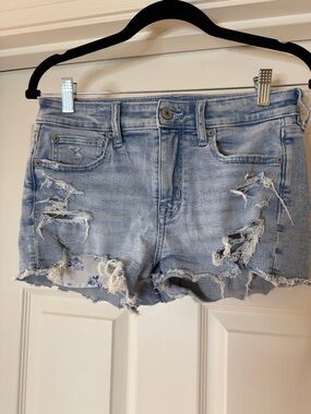 American Eagle Light Wash Distressed Denim Shorts - Women